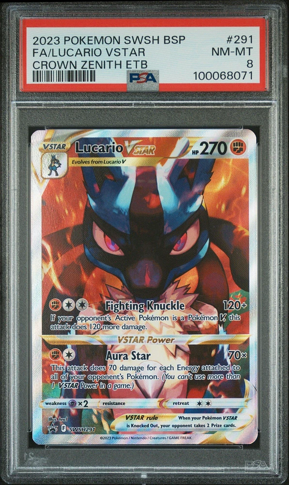 2023 Pokemon Swsh Black Star Promo 291 Full Art/lucario Vstar Crown Zenith Elite Trainer Box PSA