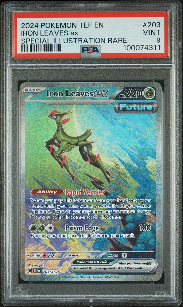 2024 Pokemon Tef En-temporal Forces 203 Iron Leaves Ex Special Illustration Rare PSA