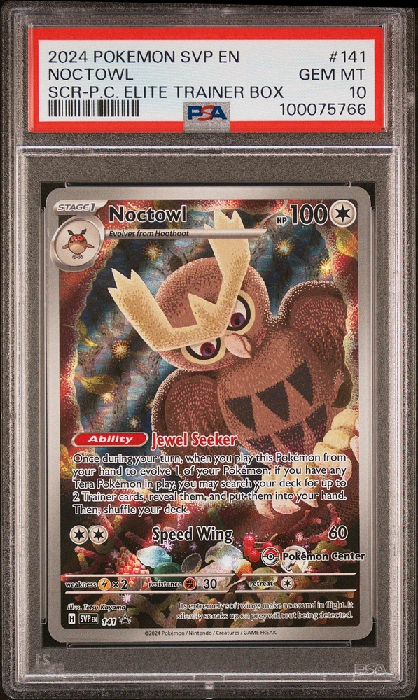 2024 Pokemon Svp En-sv Black Star Promo 141 Noctowl Stellar Crown Pokemon Center Elite Trainer Box PSA