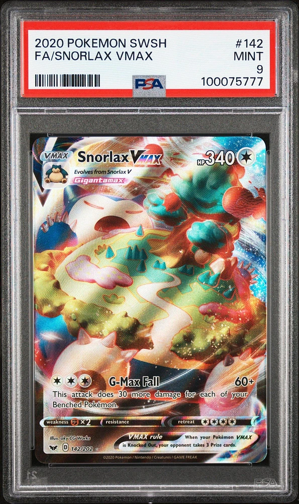 2020 Pokemon Sword & Shield 142 Full Art/snorlax Vmax PSA
