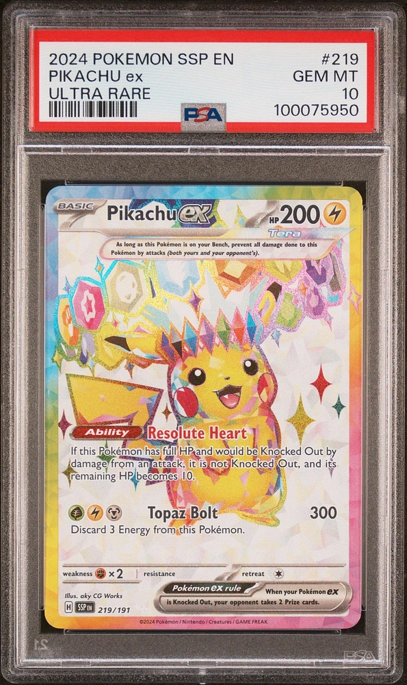 2024 Pokemon Ssp En-surging Sparks 219 Pikachu Ex Ultra Rare PSA