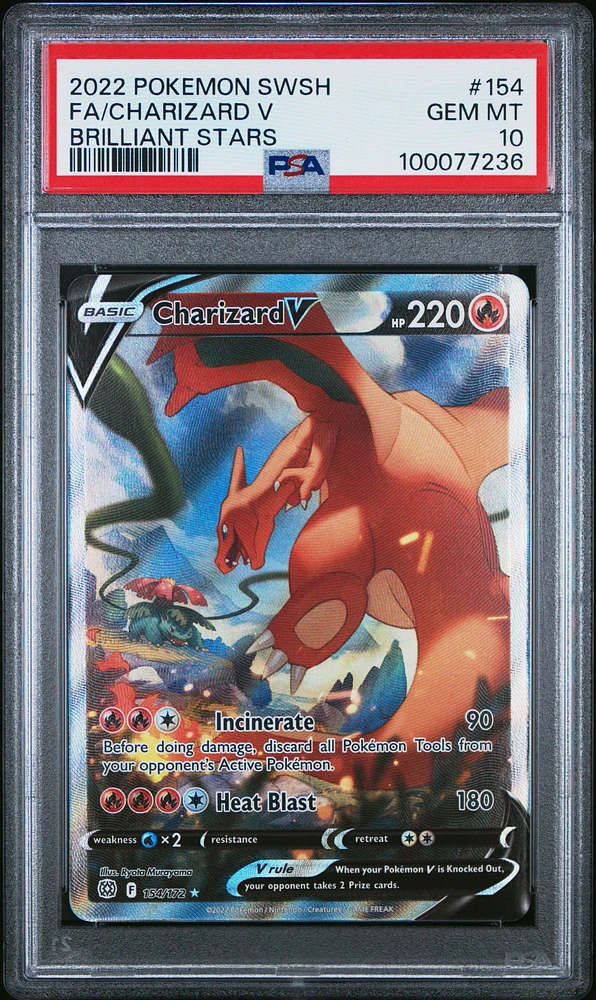 2022 Pokemon Sword & Shield Brilliant Stars Full Art/charizard V PSA