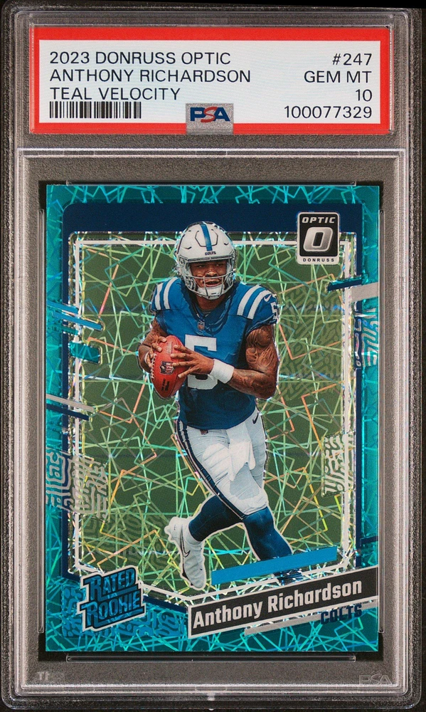 2023 Panini Donruss Optic 247 Anthony Richardson Teal Velocity PSA 10