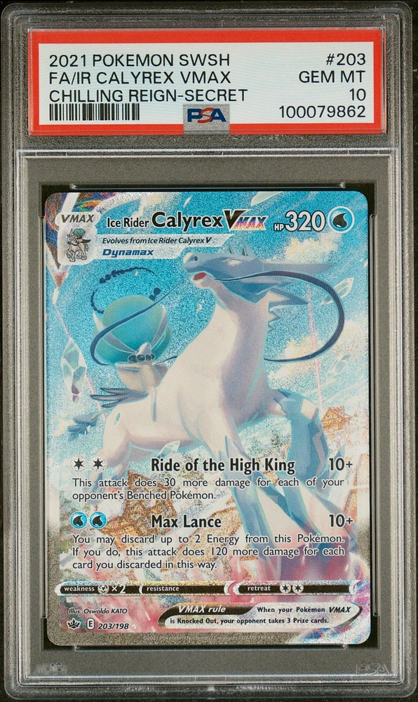 2021 Pokemon Sword & Shield Chilling Reign Full Art/ice Rider Calyrex Vmax Secret PSA