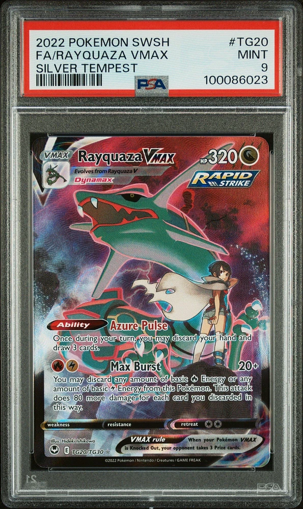 2022 Pokemon Sword & Shield Silver Tempest Tg20 Full Art/rayquaza Vmax PSA