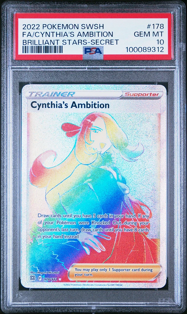 2022 Pokemon Sword & Shield Brilliant Stars 178 Full Art/cynthia's Ambition Secret PSA