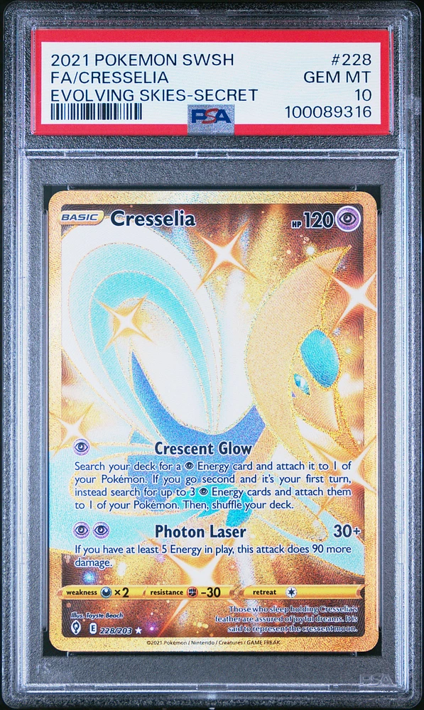 2021 Pokemon Sword & Shield Evolving Skies 228 Full Art/cresselia Secret PSA