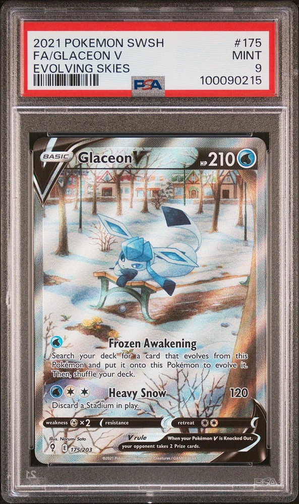 2021 Pokemon Sword & Shield Evolving Skies 175 Full Art/glaceon V PSA