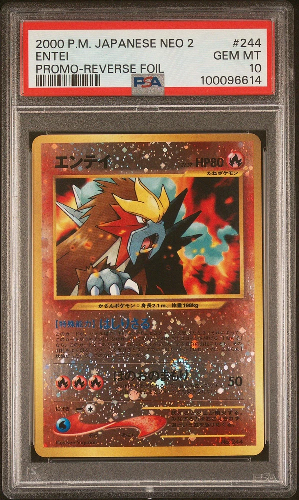 2000 Pokemon Japanese Neo 2 Promo 244 Entei Reverse Foil PSA