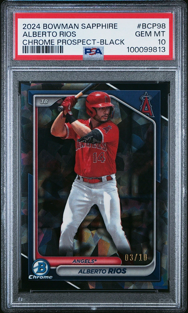 2024 Bowman Sapphire Edition Chrome Prospects Bcp98 Alberto Rios Black PSA 10