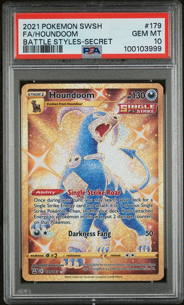 2021 Pokemon Sword & Shield Battle Styles 179 Full Art/houndoom Secret PSA