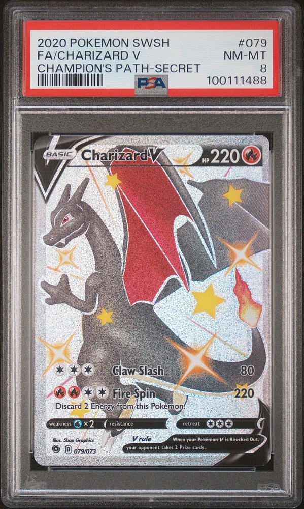 2020 Pokemon Sword & Shield Champion's Path 079 Full Art/charizard V Secret PSA