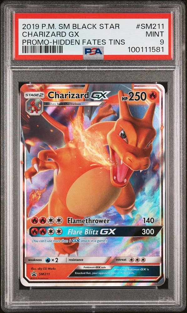 2019 Pokemon Sm Black Star Promo Sm211 Charizard Gx Hidden Fates Tins PSA