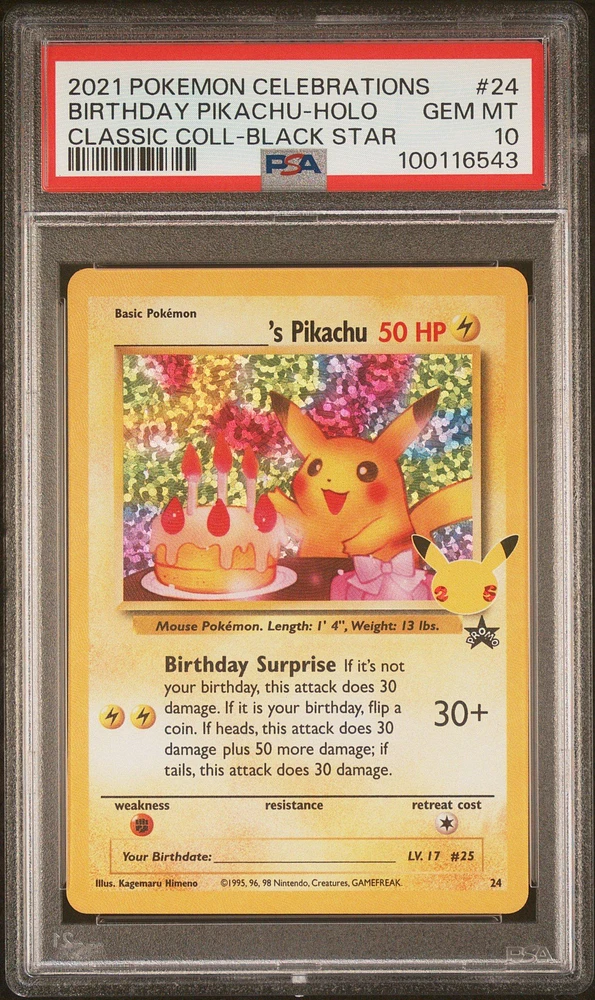2021 Pokemon Celebrations Classic Collection 24 Birthday Pikachu-holo PSA