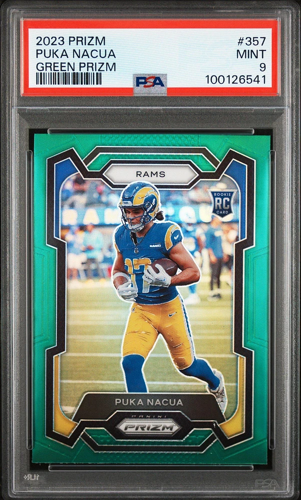 2023 Panini Prizm 357 Puka Nacua Green Prizm PSA