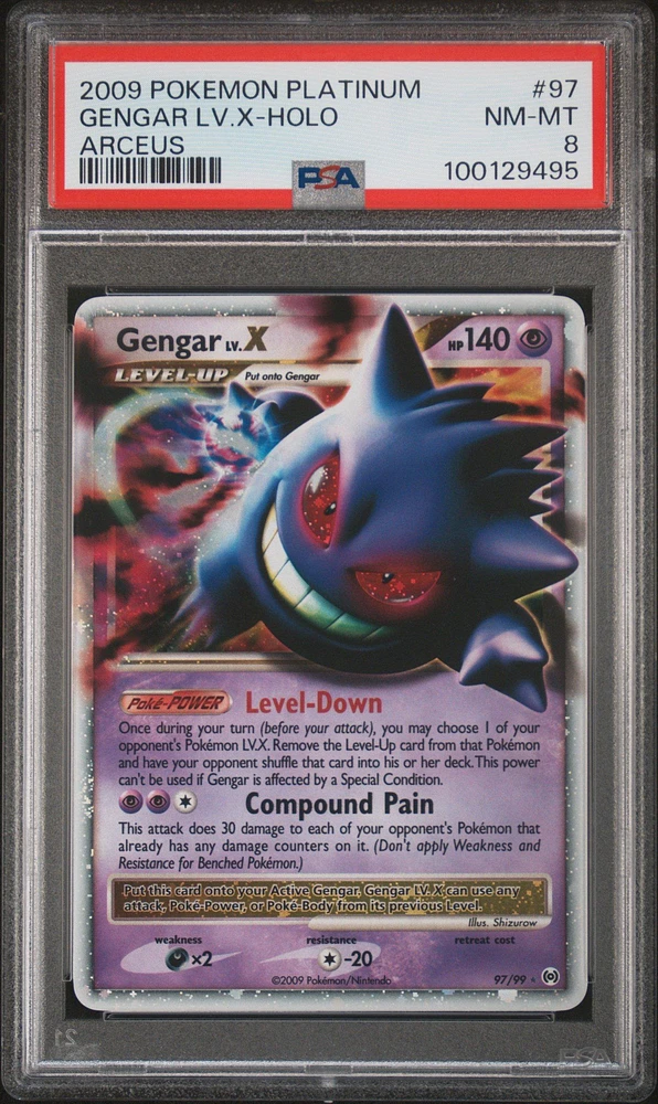 2009 Pokemon Platinum Arceus 97 Gengar Lv.x-holo PSA 8