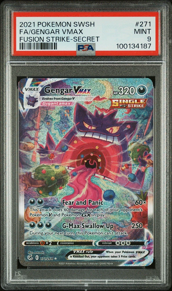 2021 Pokemon Sword & Shield Fusion Strike 271 Full Art/gengar Vmax Secret PSA