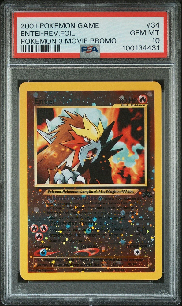 2001 Pokemon Game Movie 34 Entei-reverse Foil Pokemon 3 Movie Promo PSA