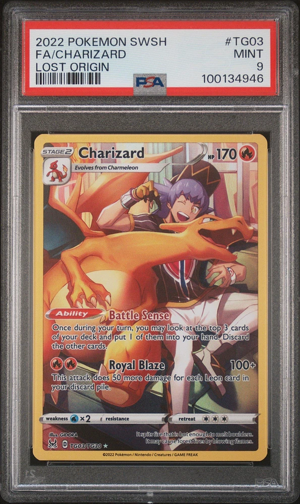 2022 Pokemon Sword & Shield Lost Origin Tg03 Full Art/charizard PSA