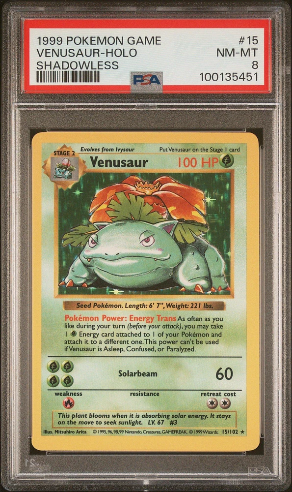 1999 Pokemon Game 15 Venusaur-holo Shadowless PSA