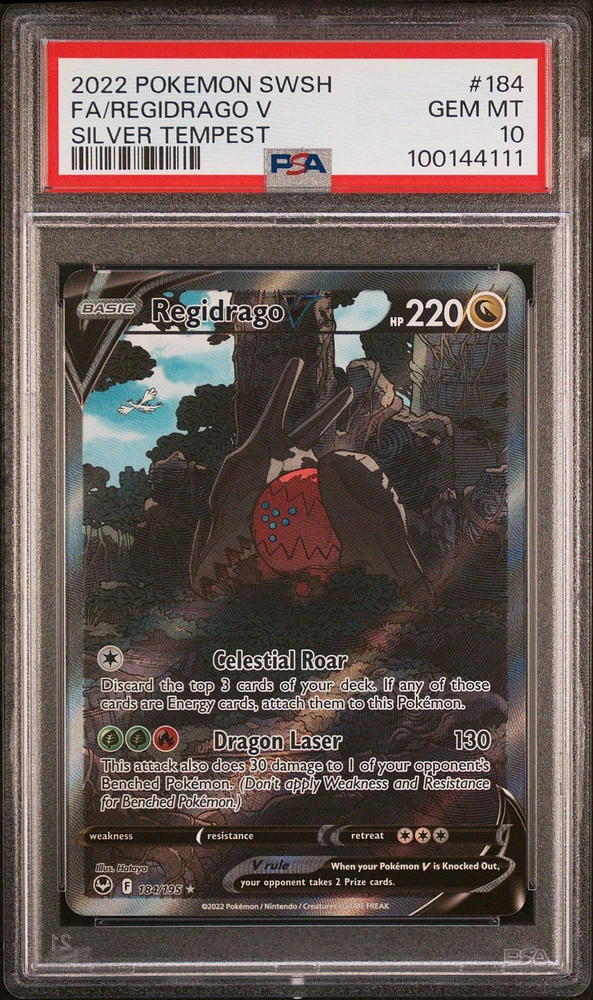 2022 Pokemon Sword & Shield Silver Tempest Full Art/regidrago V PSA