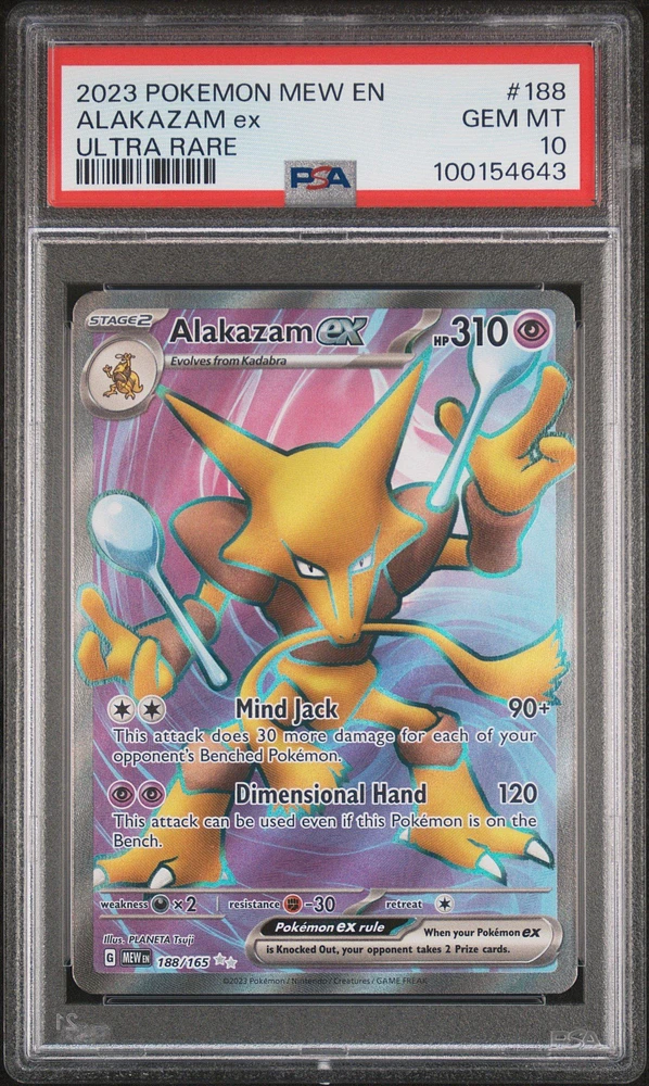 2023 Pokemon Mew En-151 188 Alakazam Ex Ultra Rare PSA