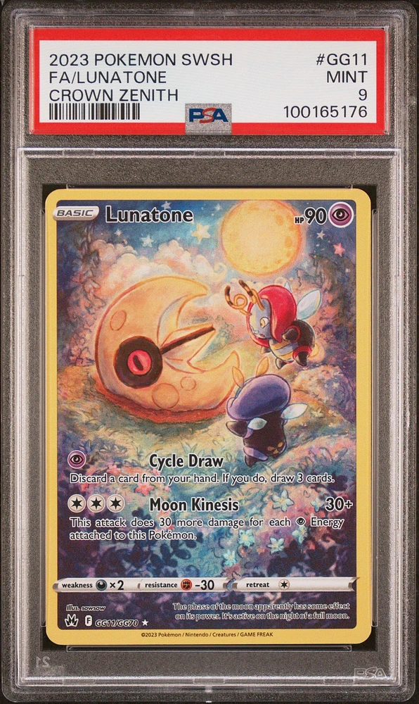2023 Pokemon Sword And Shield Crown Zenith Gg11 Full Art/lunatone PSA