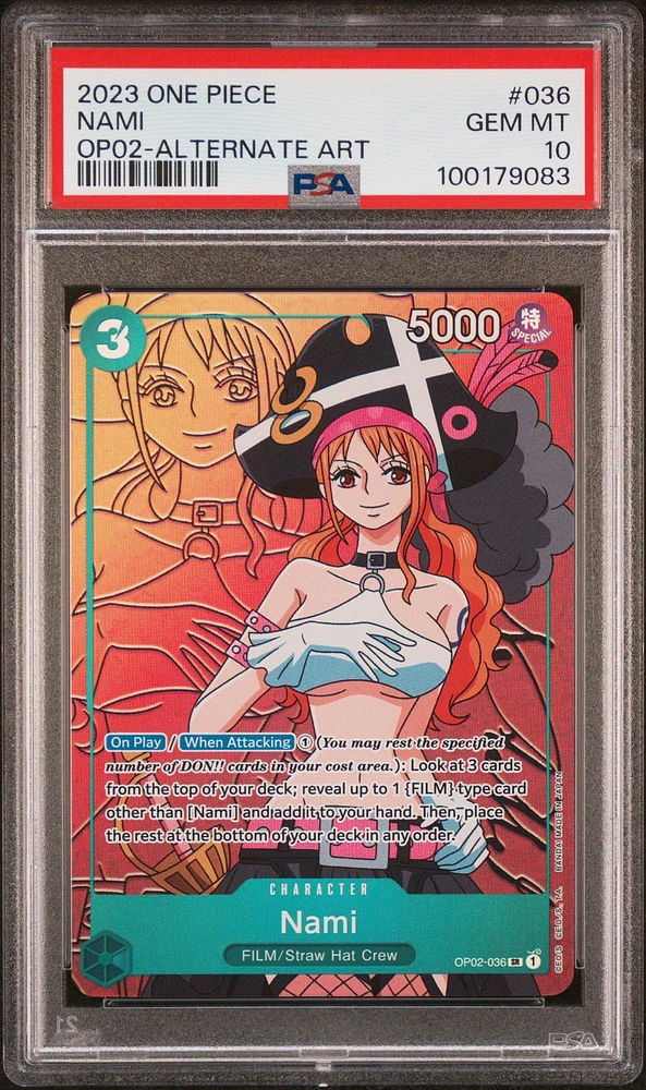 2023 One Piece Paramount War 036 Nami Alternate Art PSA 10