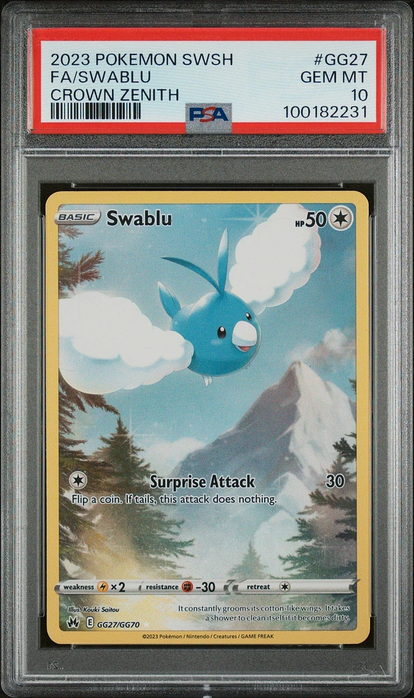2023 Pokemon Sword And Shield Crown Zenith Gg27 Full Art/swablu PSA