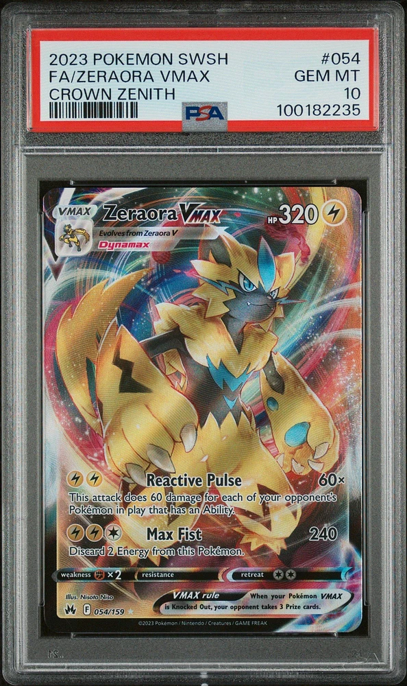 2023 Pokemon Sword And Shield Crown Zenith 054 Full Art/zeraora Vmax PSA