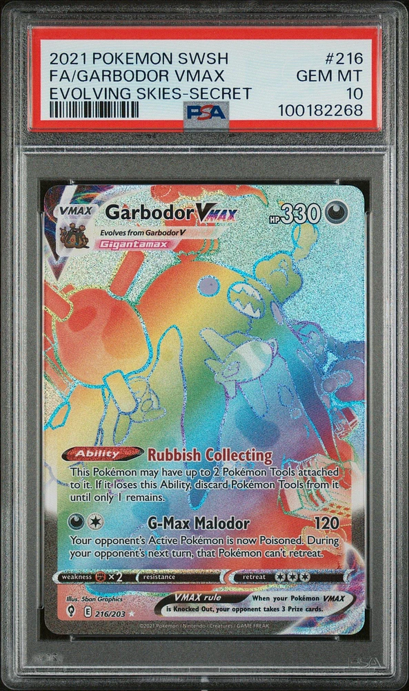 2021 Pokemon Sword & Shield Evolving Skies 216 Full Art/garbodor Vmax Secret PSA 10
