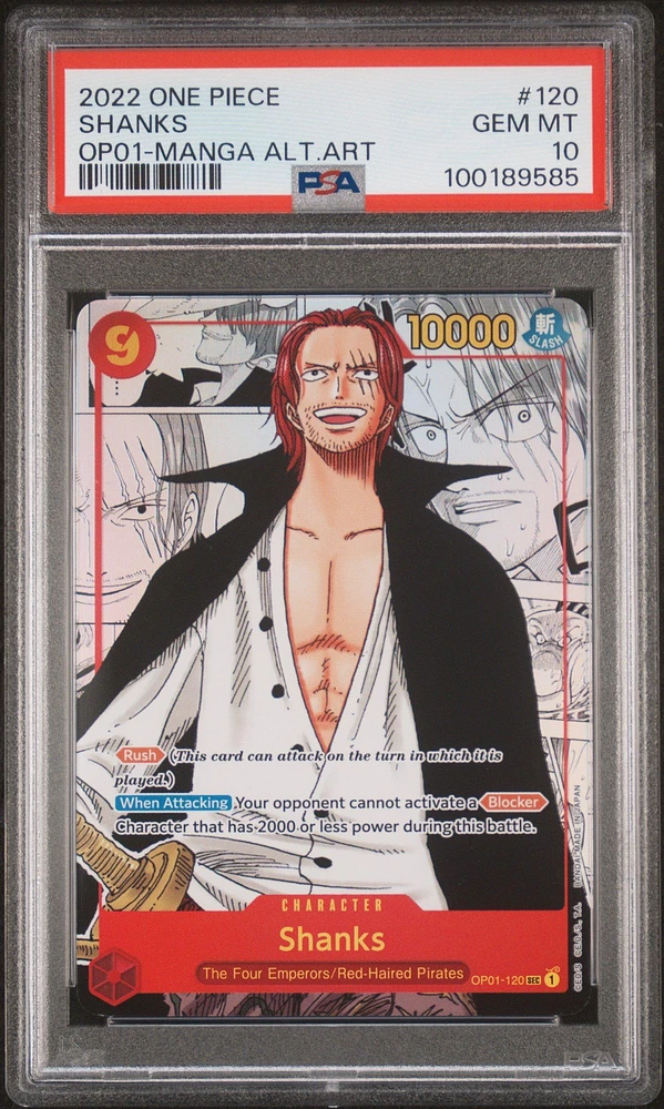 2022 One Piece Romance Dawn 120 Shanks Manga Alternate Art PSA 10