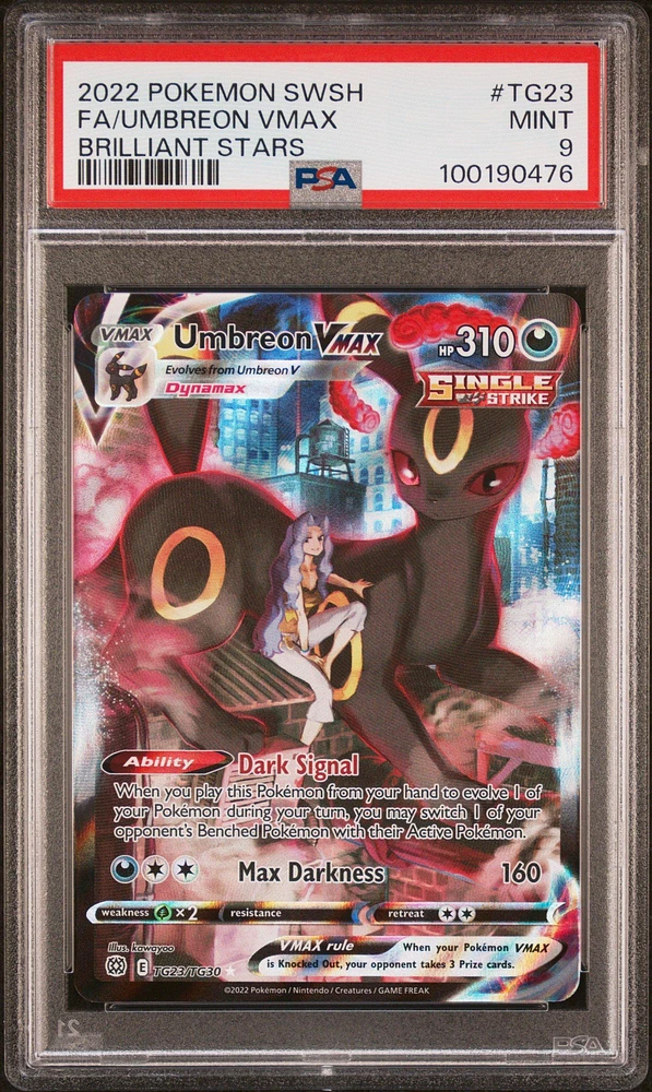 2022 Pokemon Sword & Shield Brilliant Stars Tg23 Full Art/umbreon Vmax PSA