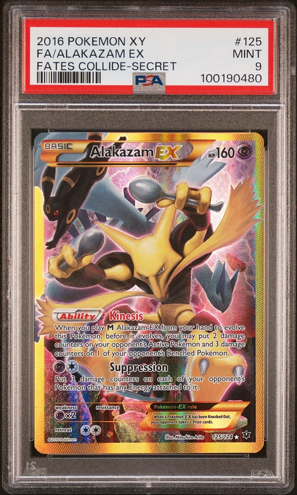 2016 Pokemon Xy Fates Collide 125 Full Art/alakazam Ex Secret PSA