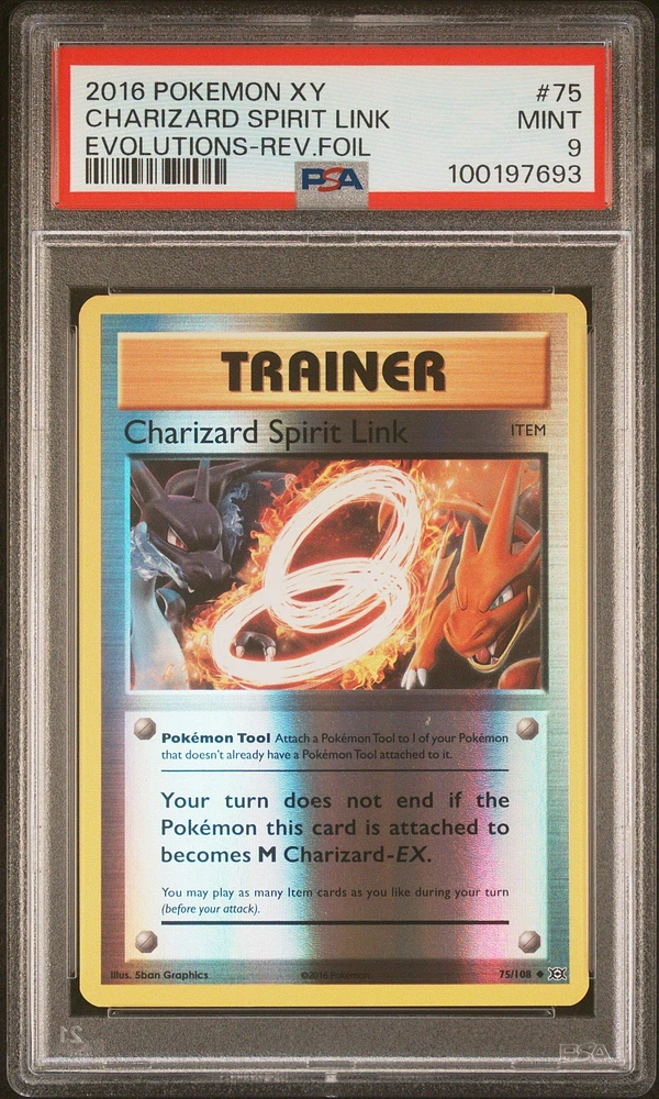 2016 Pokemon Xy Evolutions 75 Charizard Spirit Link-reverse Foil PSA