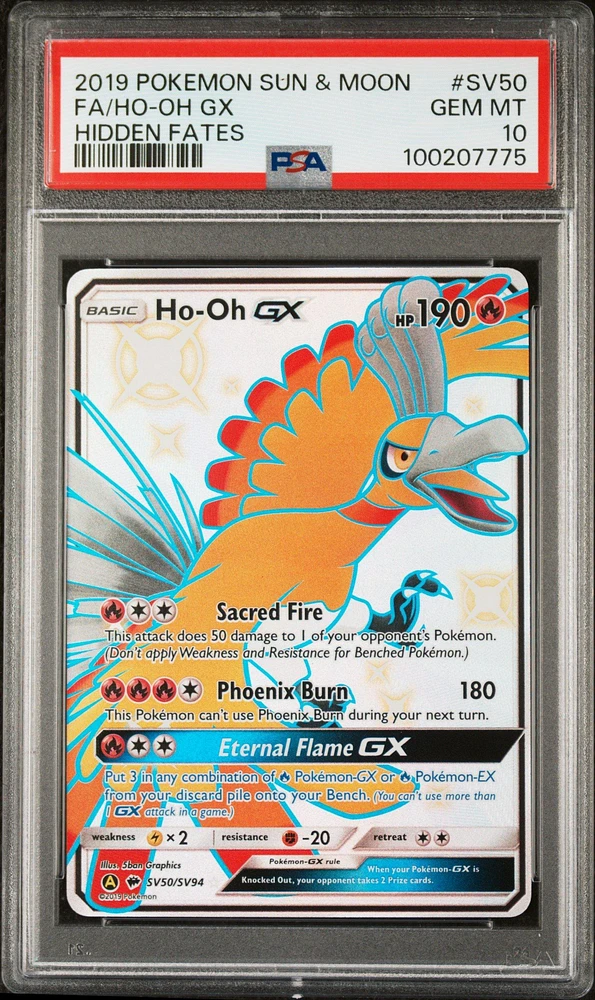 2019 Pokemon Sun & Moon Hidden Fates Sv50 Full Art/ho-oh Gx PSA