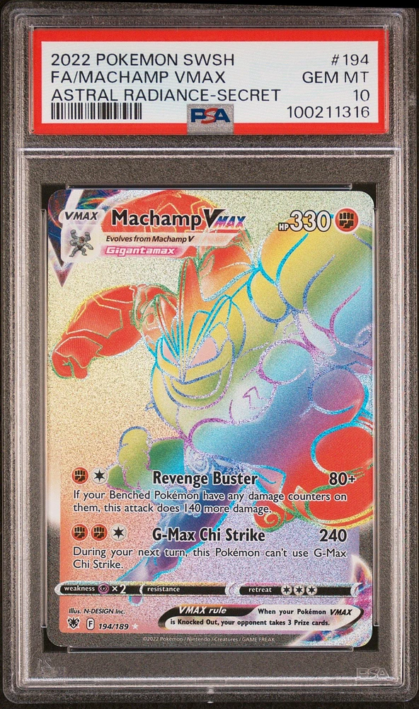 2022 Pokemon Sword & Shield Astral Radiance 194 Full Art/machamp Vmax Secret PSA 10