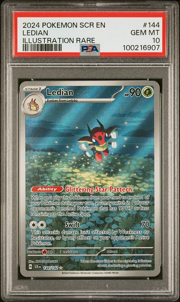 2024 Pokemon Scr En-stellar Crown 144 Ledian Illustration Rare PSA