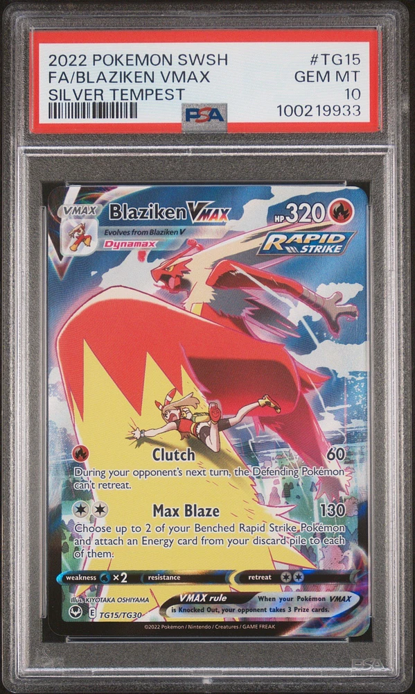 2022 Pokemon Sword & Shield Silver Tempest Tg15 Full Art/blaziken Vmax PSA