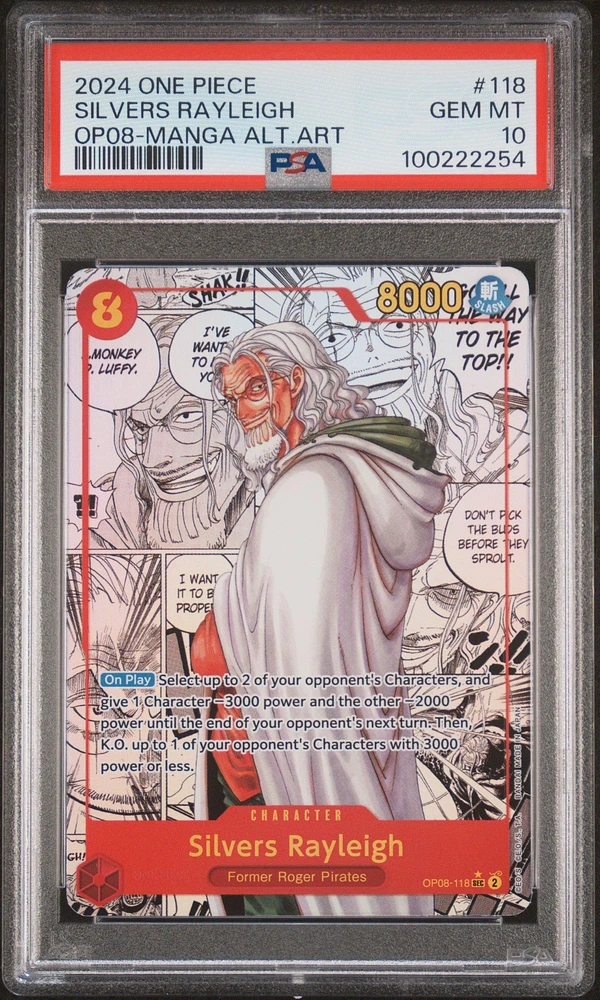 2024 One Piece Op08-two Legends 118 Silvers Rayleigh Manga Alternate Art PSA 10