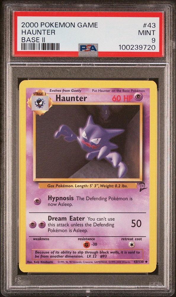 2000 Pokemon Game Base Ii 43 Haunter PSA 9