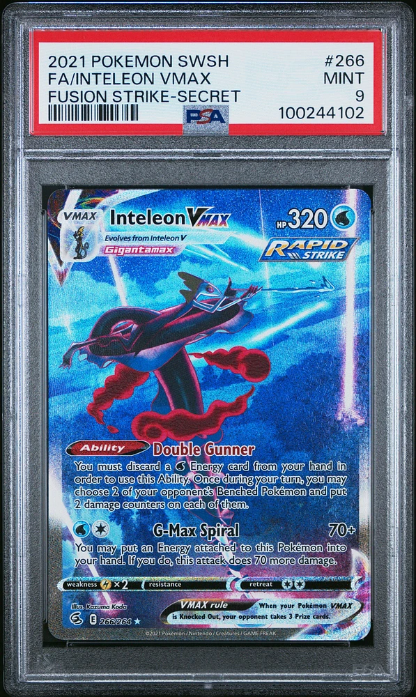 2021 Pokemon Sword & Shield Fusion Strike 266 Full Art/inteleon Vmax Secret PSA