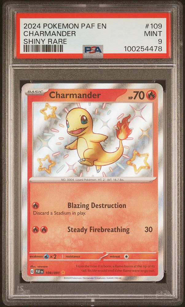 2024 Pokemon Paf En-paldean Fates 109 Charmander Shiny Rare PSA
