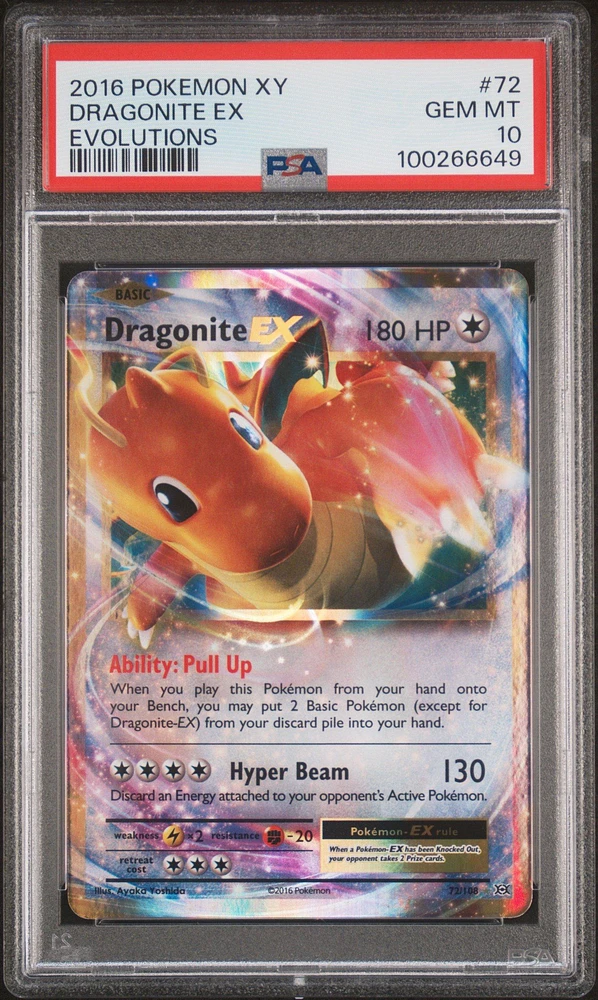 2016 Pokemon Xy Evolutions 72 Dragonite Ex PSA