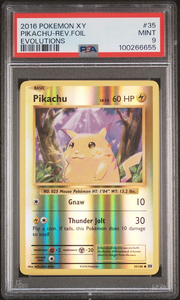 2016 Pokemon Xy Evolutions 35 Pikachu-reverse Foil PSA