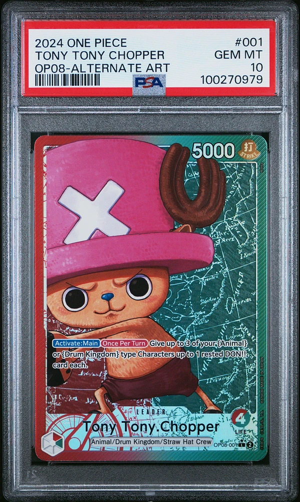 2024 One Piece Op08-two Legends 001 Tony Tony Chopper Alternate Art PSA 10