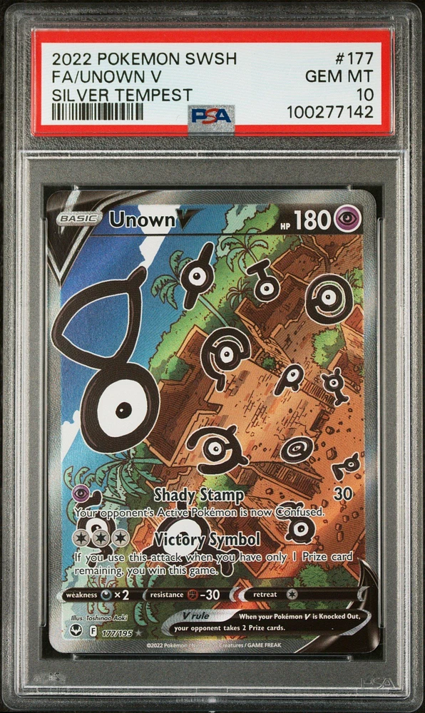 2022 Pokemon Sword & Shield Silver Tempest Full Art/unown V PSA