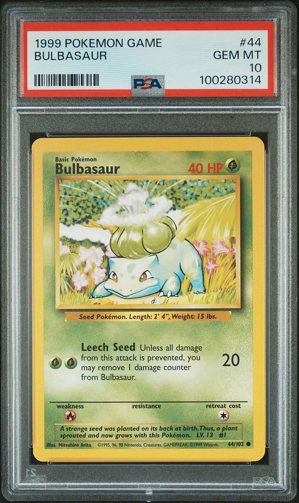 1999 Pokemon Game 44 Bulbasaur PSA