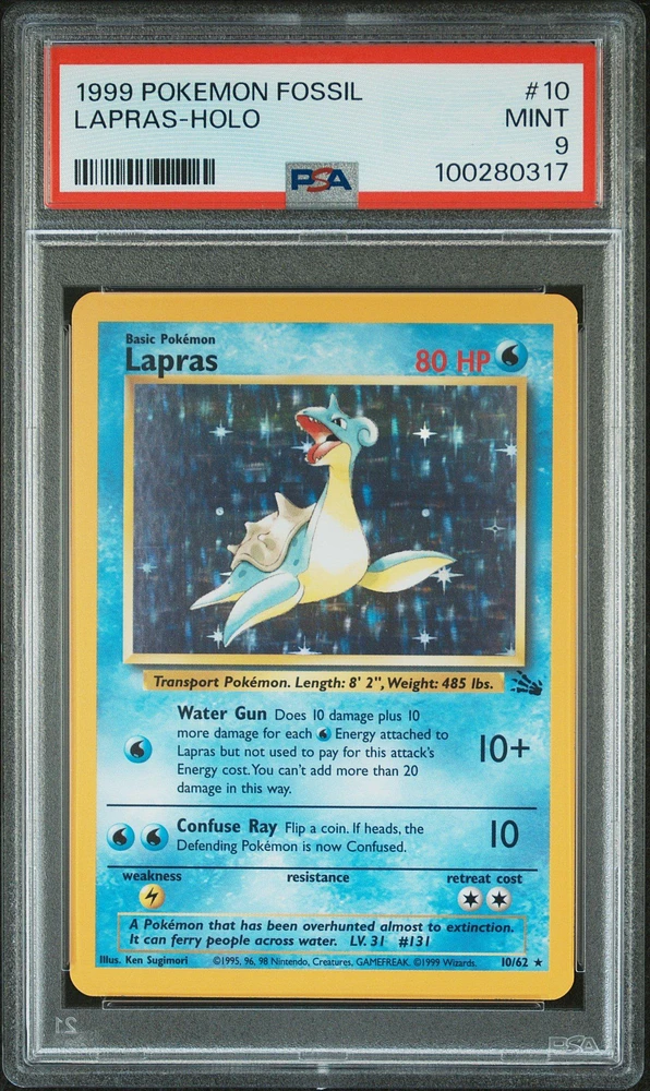 1999 Pokemon Fossil 10 Lapras-holo PSA