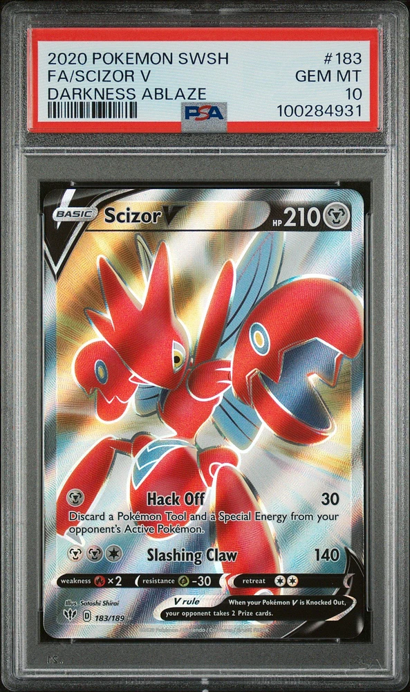 2020 Pokemon Sword & Shield Darkness Ablaze 183 Full Art/scizor V PSA